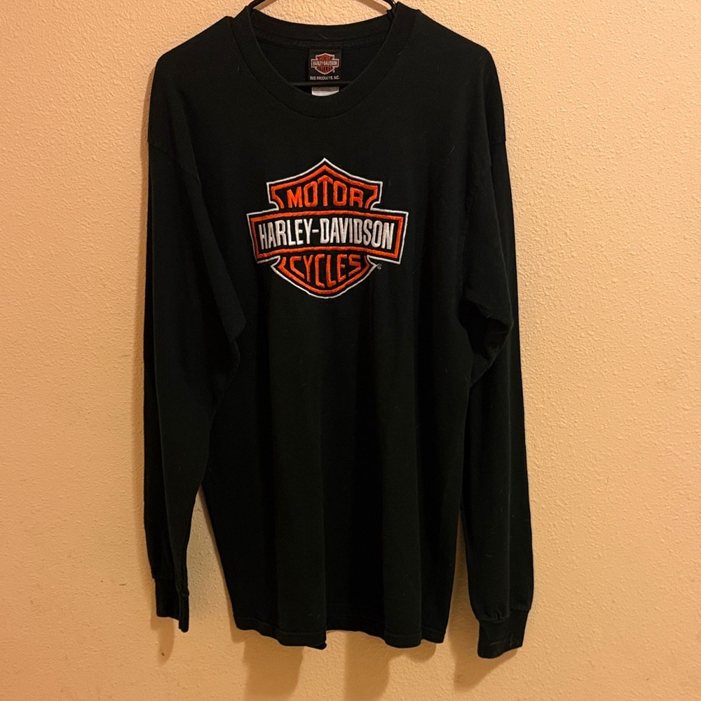 Harley-Davidson Black Long Sleeve Tee with Orange Logo